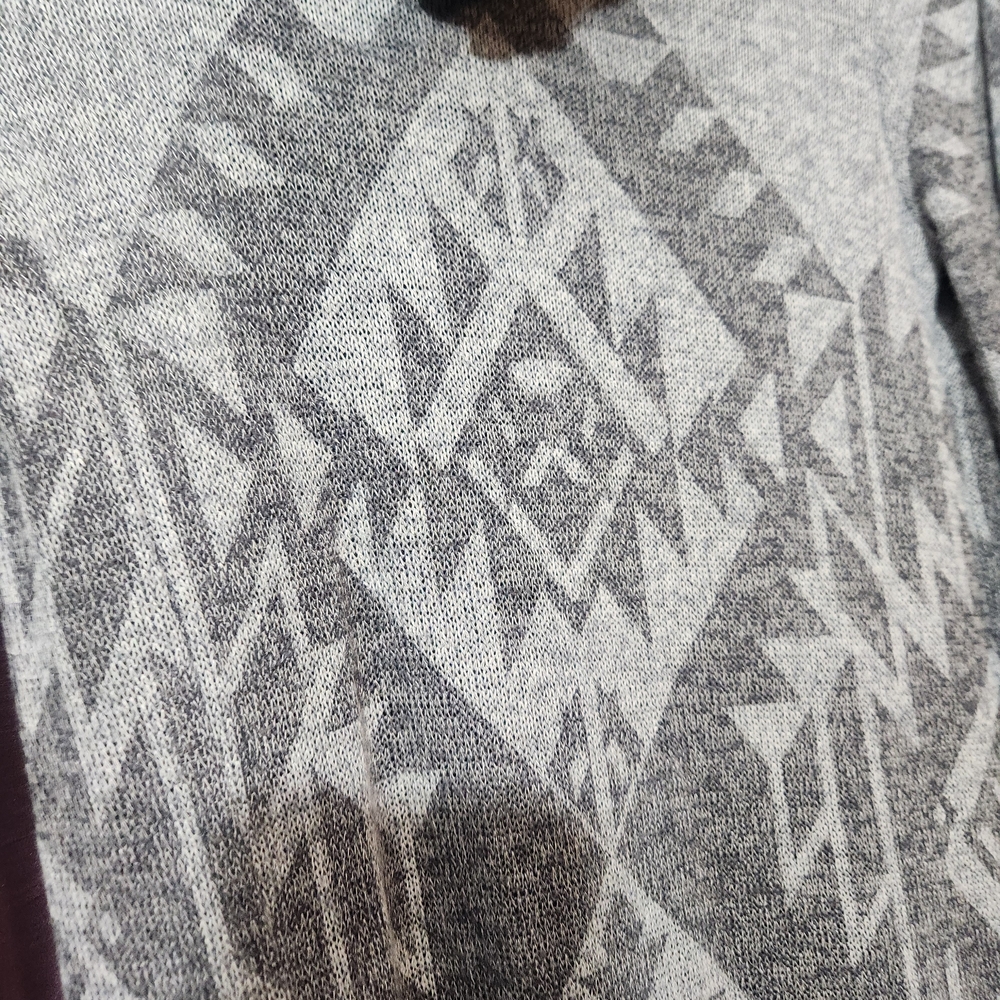I'm In Love With Derek Aztec Open Front Hooded Cardigan Small Gray - Picture 14 of 16